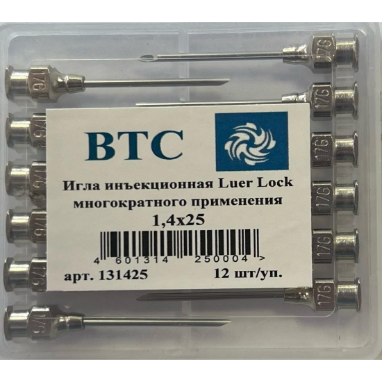 Игла инъекционная ВТС Luer Lock многократного применения 1,4х25
