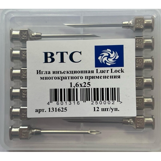 Игла инъекционная ВТС Luer Lock многократного применения 1,6х25